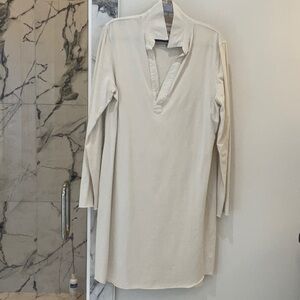 Frank & Eileen Long Sleeve Henley Dress - M - Latte